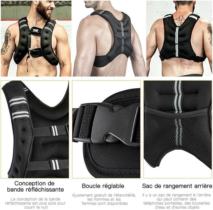 Effektive muskelgewichtete Weste, 10 kg, Training und Laufen, Einheitsgrösse für Gym Training