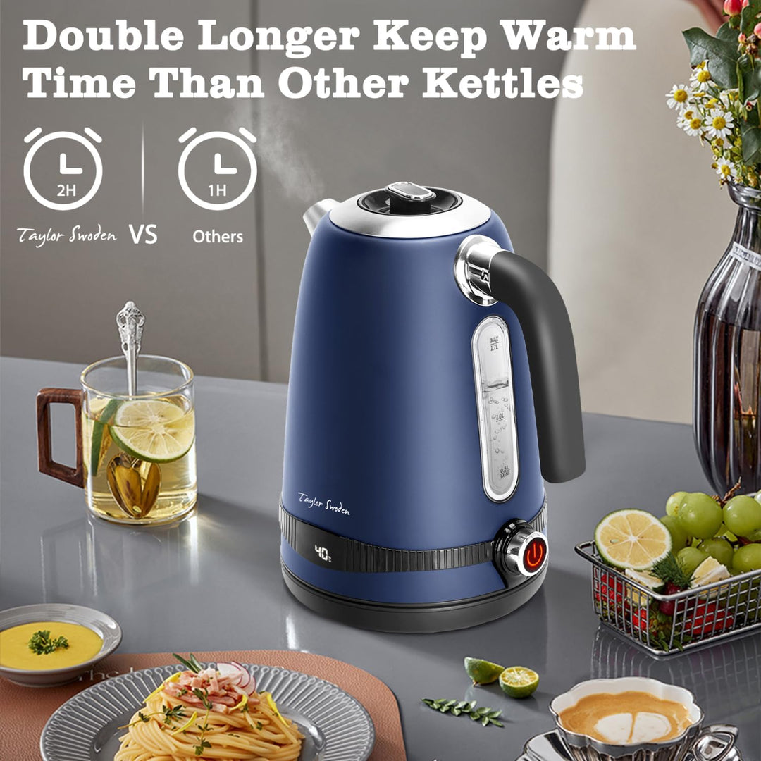 Taylor Swoden Sinbad-1.7L Wasserkocher Edelstahl mit Temperatureinstellung, Warmhaltefunktion, 2200