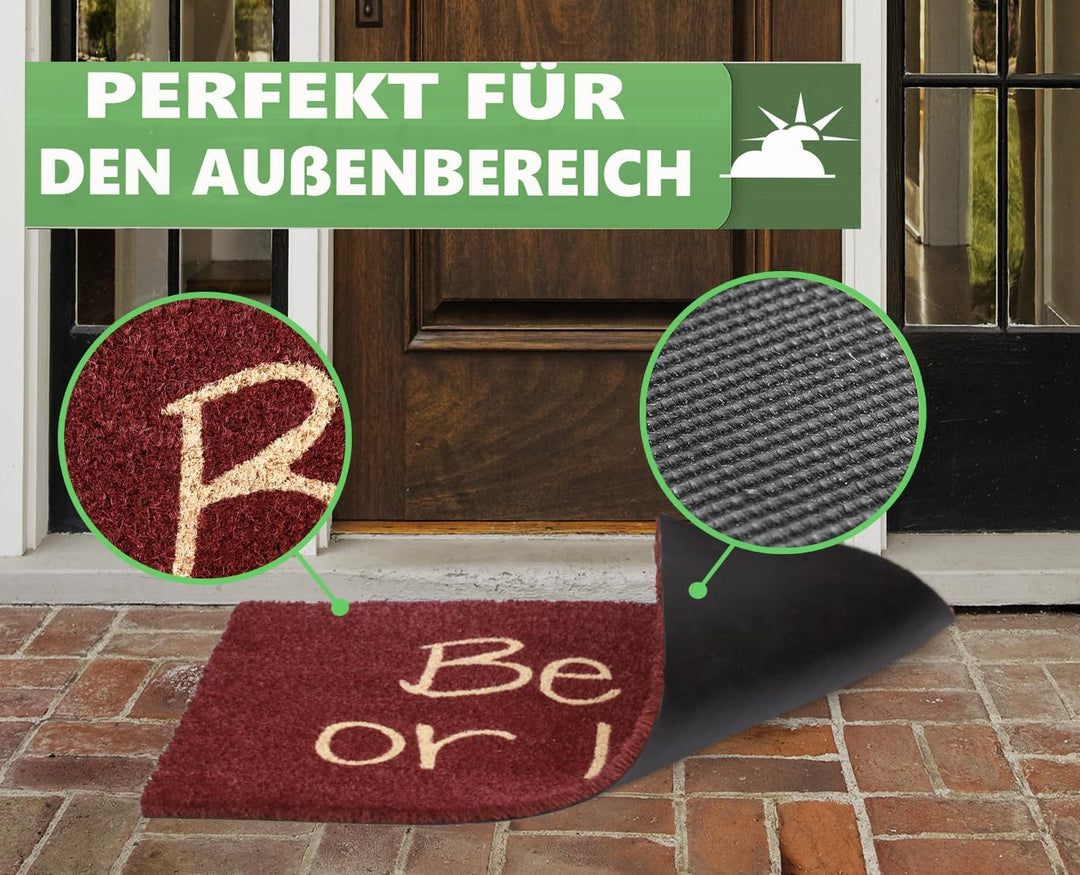 Betz 3er Kokosmatte aus 100% Kokos - Fussmatte - Fussabstreifer –Schmutzfangmatte Muster Be Nice or