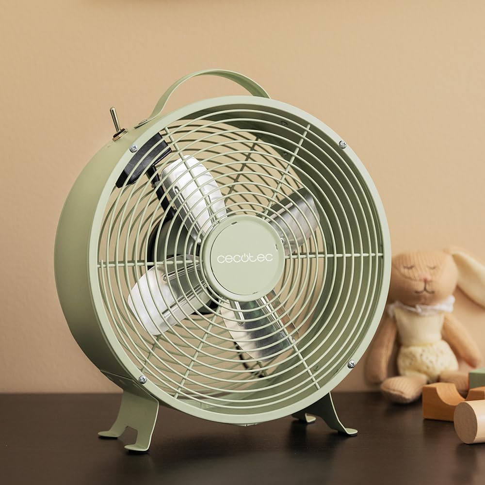 Cecotec - Tischventilatoren EnergySilence 400 RetroDesk Green, 25 W Strom, 8 Zoll, 4 aerodynamische