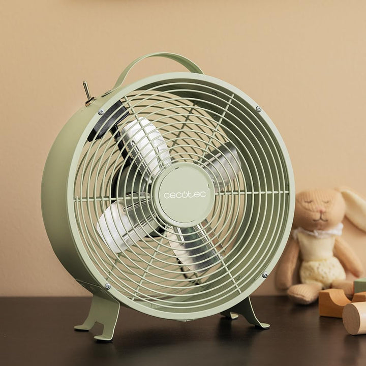 Cecotec - Tischventilatoren EnergySilence 400 RetroDesk Green, 25 W Strom, 8 Zoll, 4 aerodynamische