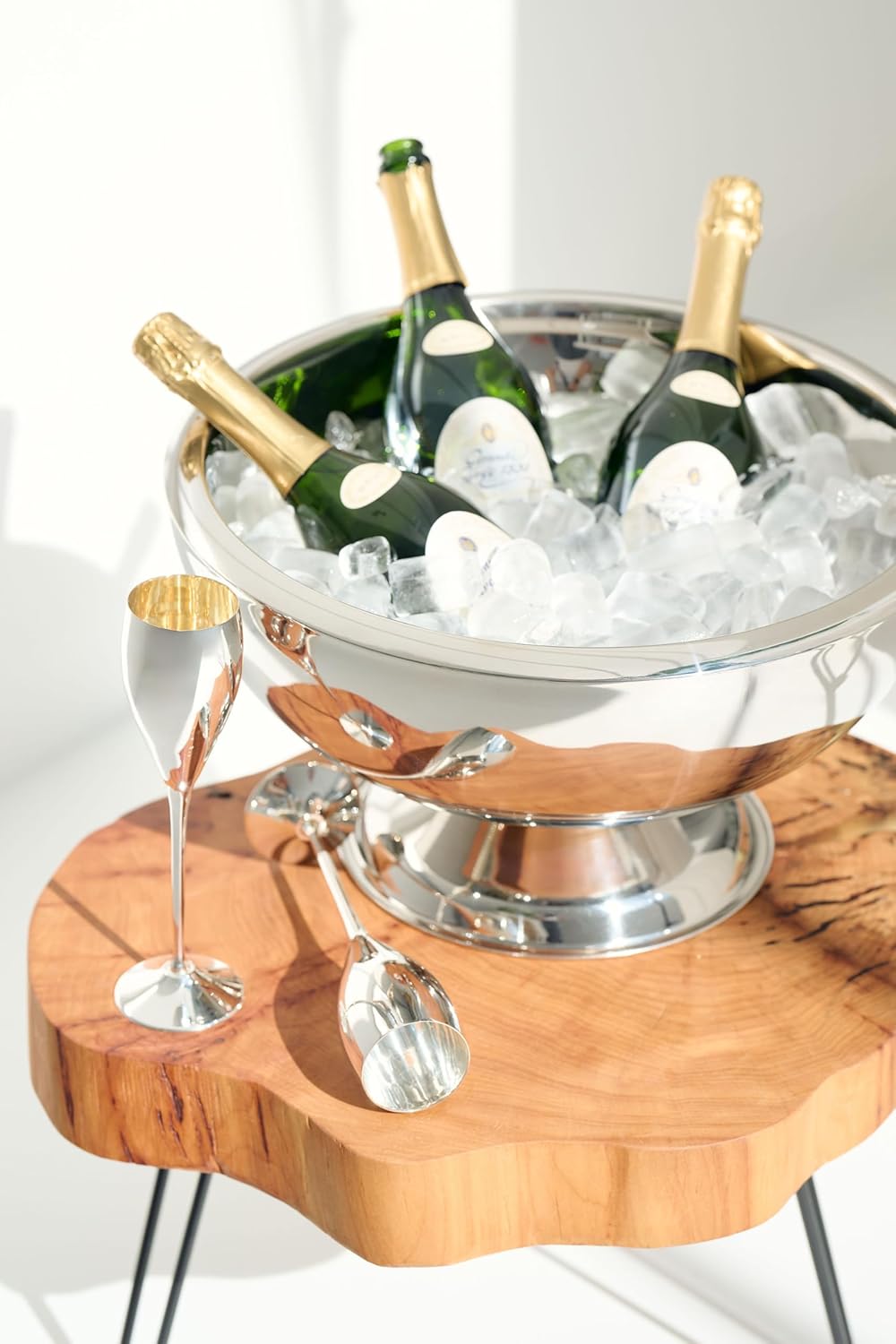 EDZARD Champagnerkühler Cadiz (ø 43 cm, H 24 cm) Edelstahl hochglanzpoliert, doppelwandig, grosse Sc