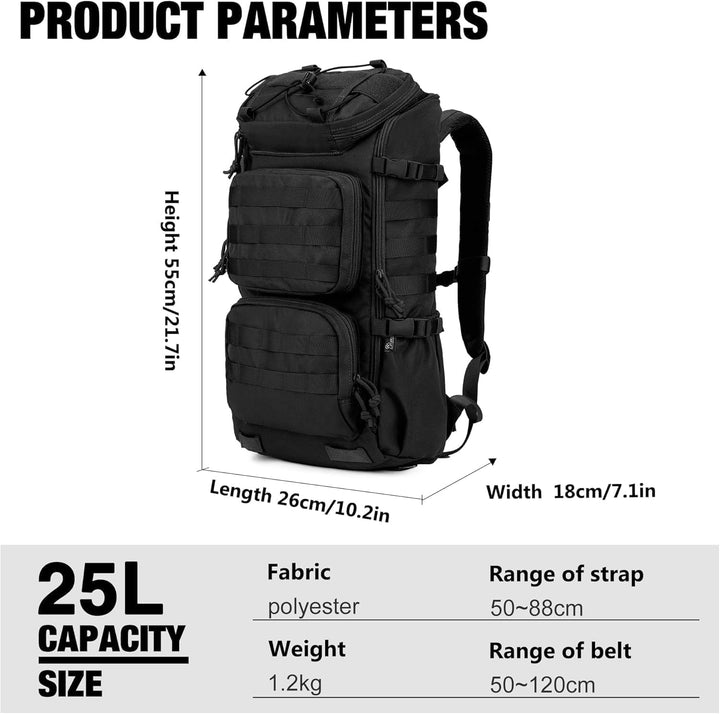 Mardingtop 25L Wanderrucksack Militär Outdoor Rucksack - Leichter Taktischer Rucksack mit MOLLE-Syst