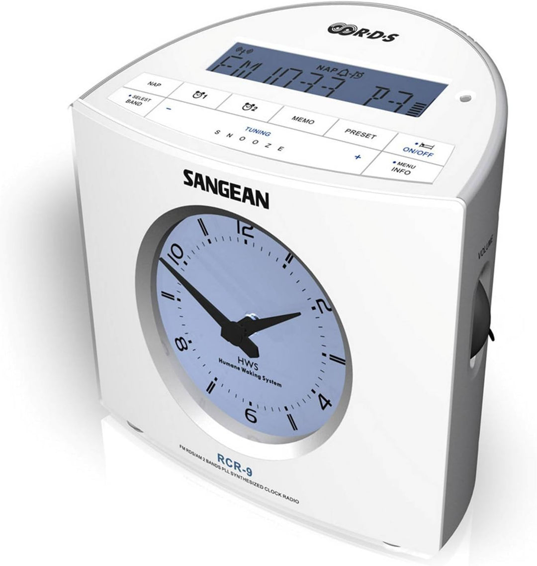 Sangean RCR9WEISS RCR-9 Digital Uhrenradio (DSP Tuner, LCD-Display, AM/FM-stereo) weiss