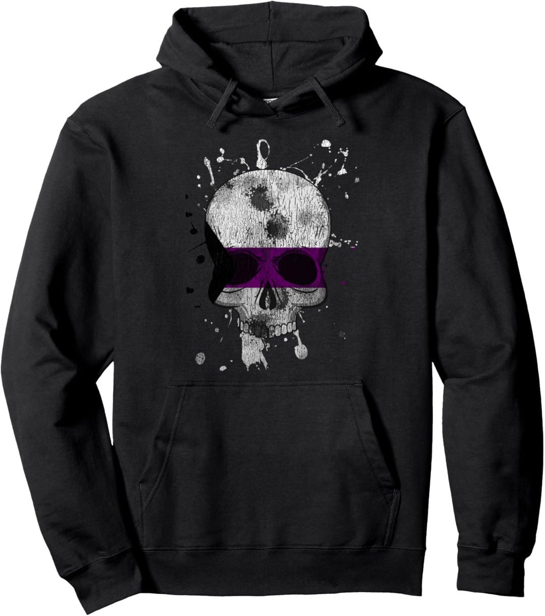 Distressed Demisexual Halloween Demi Pride Splatter Schädel Pullover Hoodie