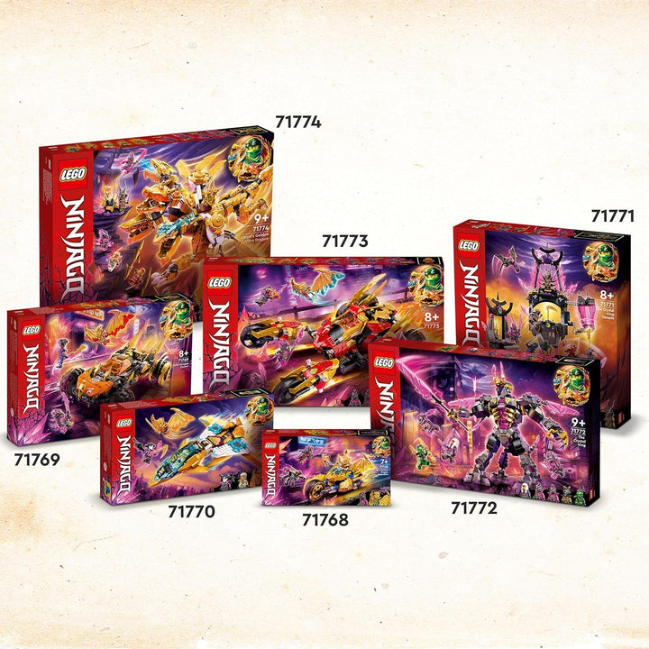 LEGO 71768 NINJAGO Jays Golddrachen-Motorrad, Set mit Jay-Minifigur und Drachen- und Schlangen-Figur