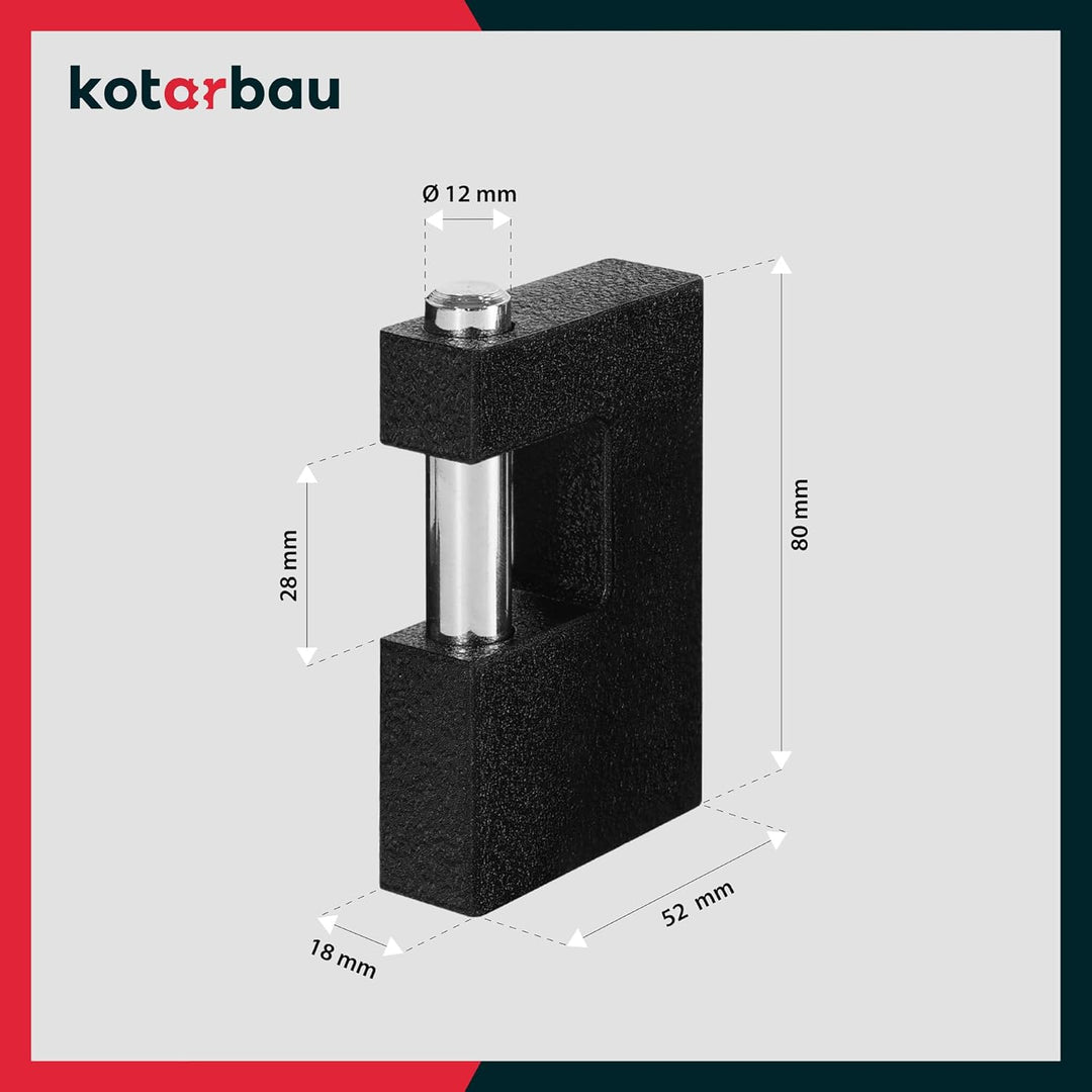 KOTARBAU® Gusseisen Vorhangschloss 80 mm Monoblock Vorhängeschloss mit Bolzen Einbruchsicherung Büge