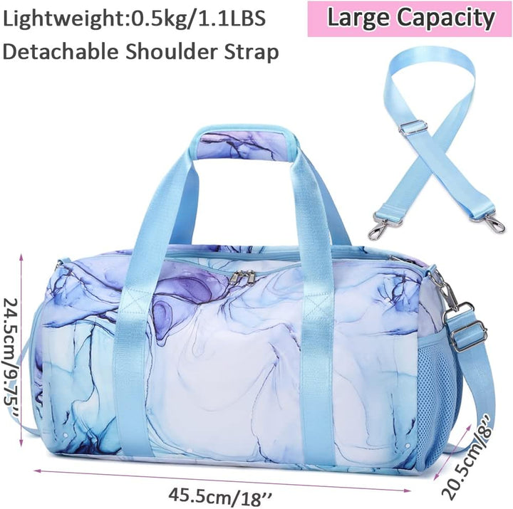 Mädchen Sporttasche - Reisetasche Mit Wasserdichter Tasche und Schuhfach für Gymnastik, Schwimmen, R