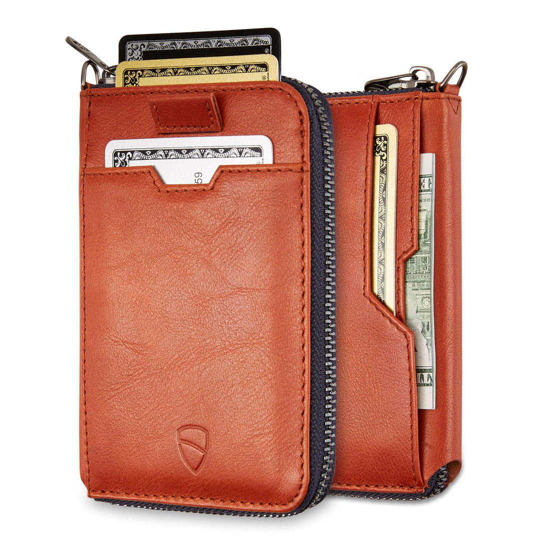 Vaultskin Notting Hill schlanke Brieftasche mit Reissverschluss und RFID Schutz. Geldbörse für Kredi