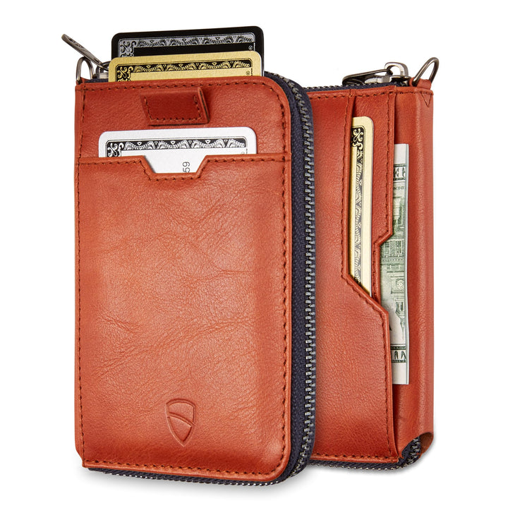 Vaultskin Notting Hill schlanke Brieftasche mit Reissverschluss und RFID Schutz. Geldbörse für Kredi