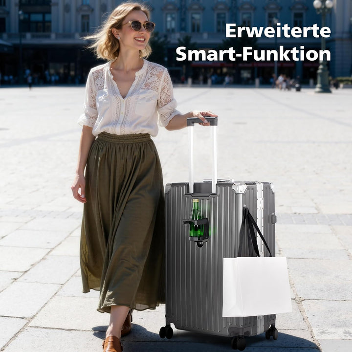 ALPHA CAMP Koffer XL Reisekoffer mit Rollen TSA Schloss, Hartschalenkoffer Gross Suitcase Aluminium