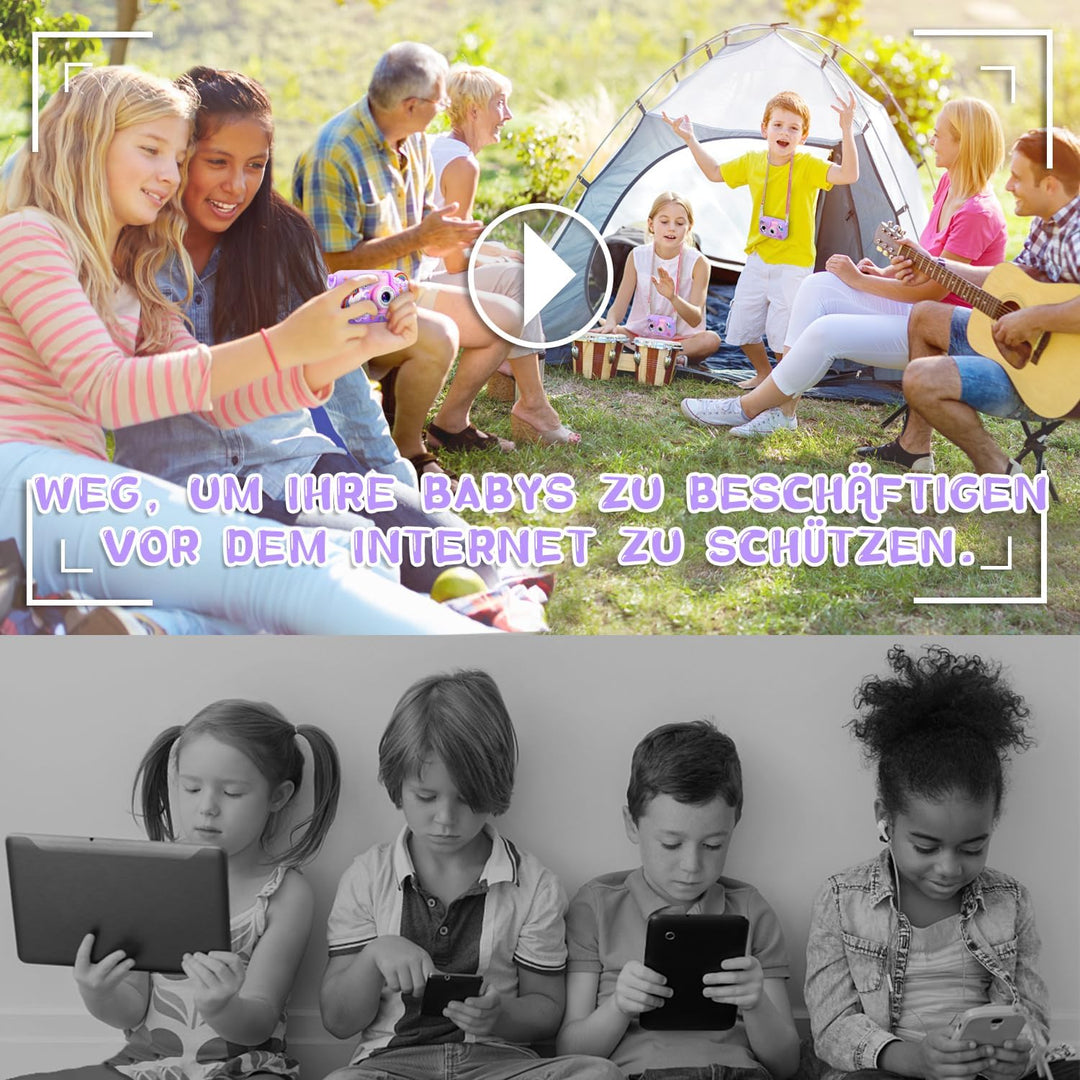 Kinderkamera, ARNSSIEN 180° Flip Lens Kamera für Kinder, 2.4in IPS LCD Digitalkamera mit Gehäuse, Ki