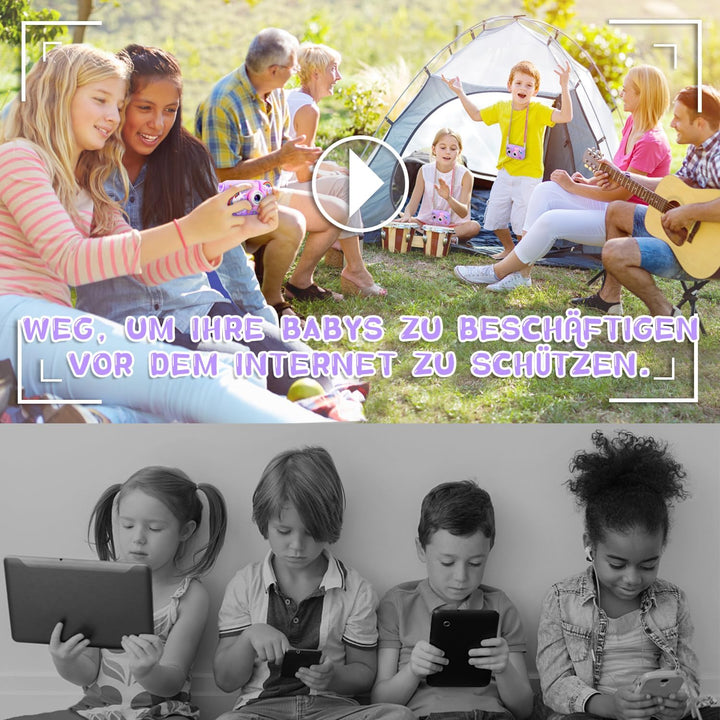 Kinderkamera, ARNSSIEN 180° Flip Lens Kamera für Kinder, 2.4in IPS LCD Digitalkamera mit Gehäuse, Ki