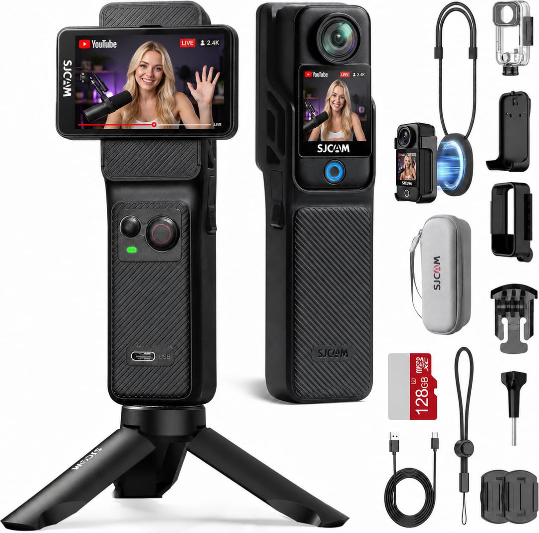 SJCAM C400 Vlogging Camera 4K Videokamera,128GB,7 Stunden Akku und 6 Achsen Bildstabilisierung,Vlog