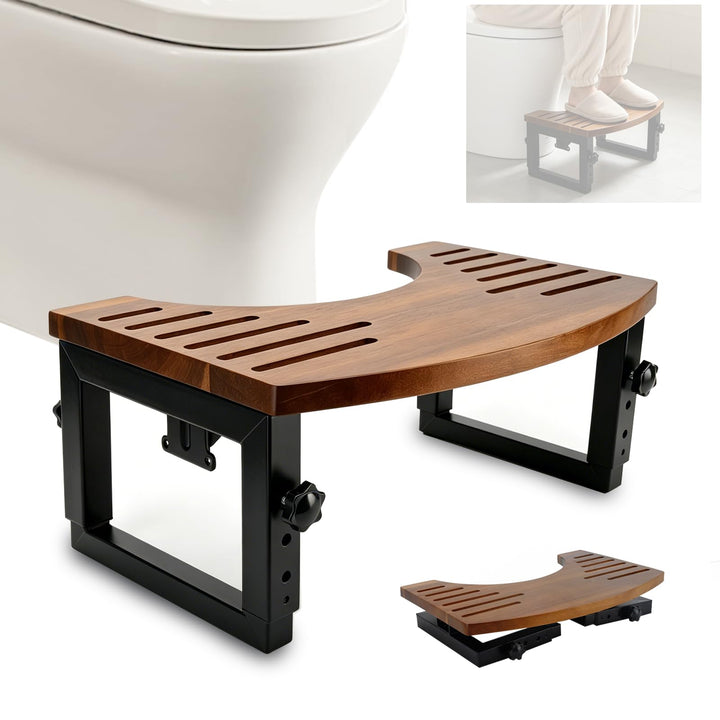 Toilettenhocker Erwachsene Klappbar aus Holz Höhenverstellbarer Klo hocker 18-23cm Rutschfester Kack