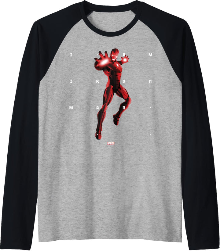 Marvel Iron Man Halftone Word Stack Portrait Raglan