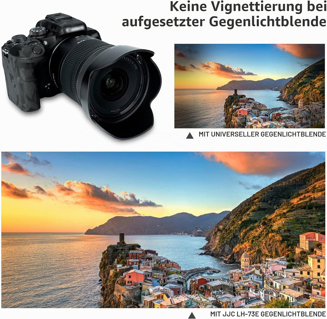 JJC EW-73E Bajonett Kamera Gegenlichtblende für Canon RF 15–30 mm F4.5–6.3 is STM Objektiv, Umkehrba