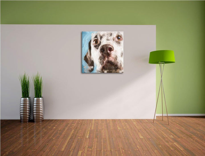 aufmerksamer Dalmatiner, Format: 70x70 auf Leinwand, XXL riesige Bilder fertig gerahmt mit Keilrahme