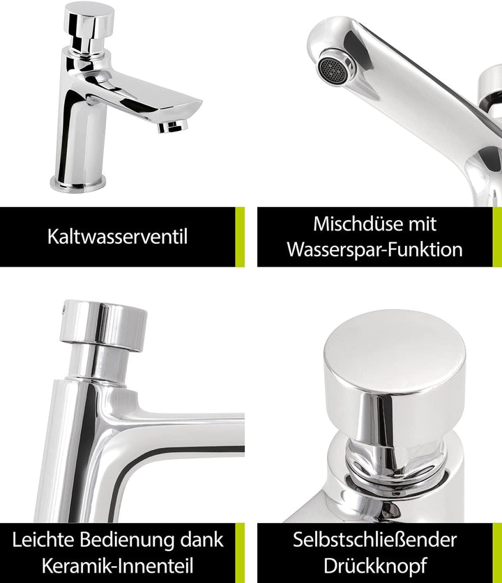 aquaSu® Standventil Palo mit Wassersparmischdüse, selbstschliessend mit einstellbarer Durchflussmeng