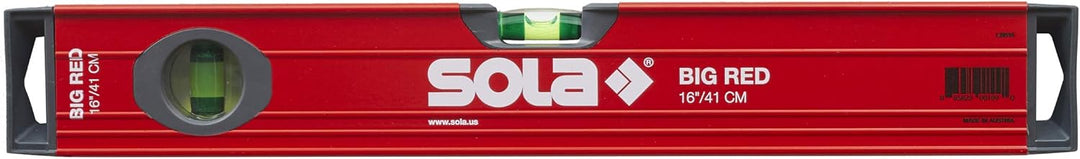 SOLA LSB16 Big Red Aluminum Box Balken Level with 2 60% Magnified Vials, 16 Inch 16-Inch Nicht magne