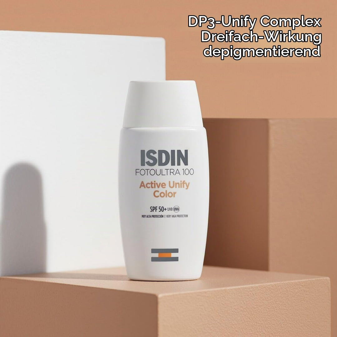 ISDIN FotoUltra 100 ISDIN Active Unify Color SPF 50+ - Sonnenschutz für das Gesicht, hellt den Hautt