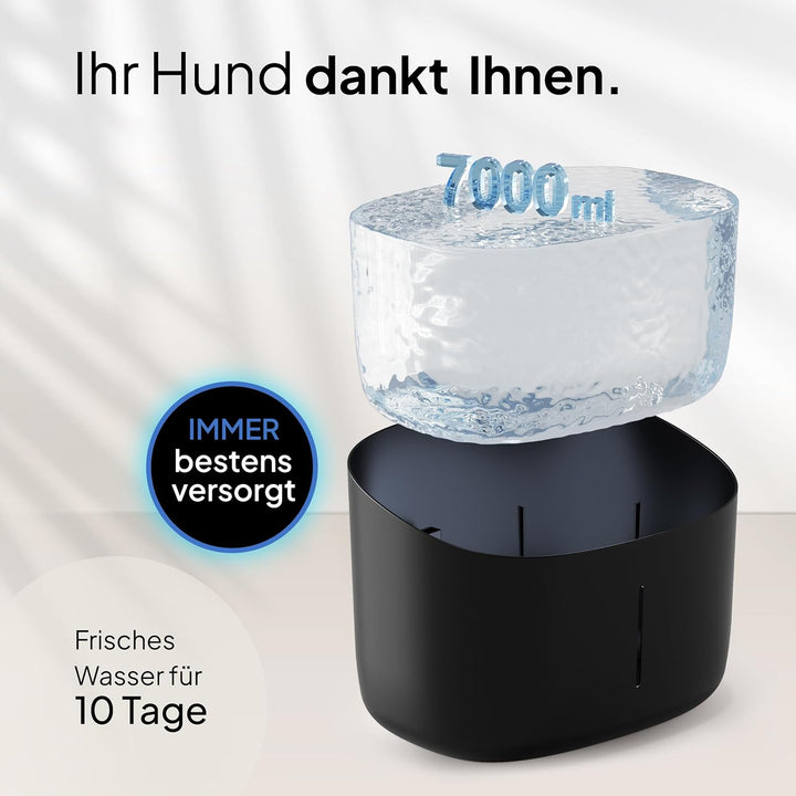 Pretty PAW® Trinkbrunnen für Hunde I Super leiser Hunde Trinkbrunnen mit 7 Liter Wassertank I BPA-fr