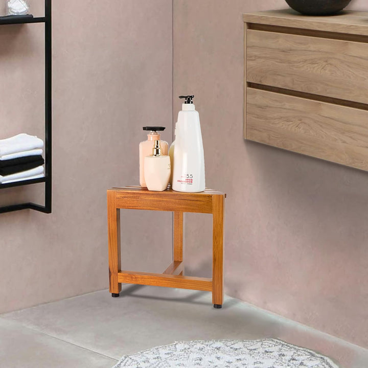 Duschhocker aus Teakholz, moderne Holz-Duschhocker fürs Badezimmer, ideal zum Rasieren der Beine Sma