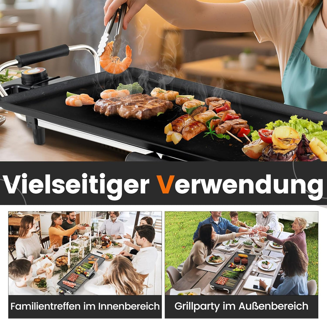 RELAX4LIFE Tischgrill elektrisch, 68,5 x 22,5 cm extra lange Teppanyaki-/Plancha-Grillplatte, Elektr