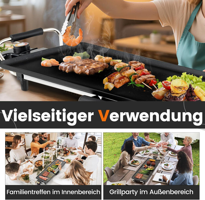 RELAX4LIFE Tischgrill elektrisch, 68,5 x 22,5 cm extra lange Teppanyaki-/Plancha-Grillplatte, Elektr