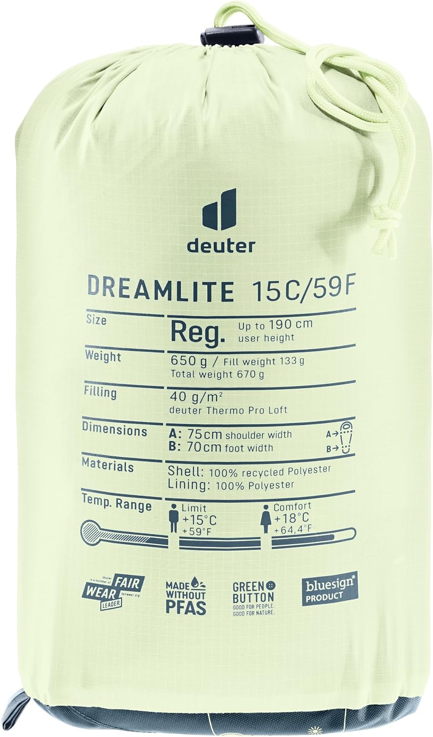 deuter Dreamlite 15C/59F ultraleichter Kunstfaserschlafsack Regular terra-canyon, Regular terra-cany