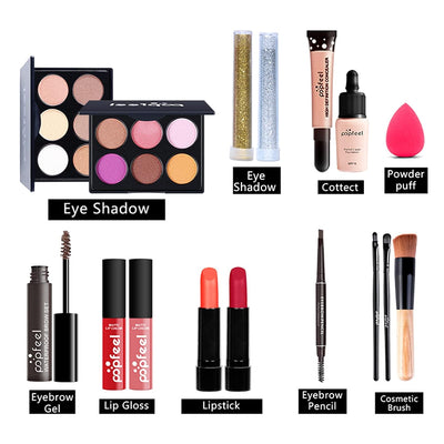 16St Schminkkasten Make-Up Set, Professionelles Kosmetische Schmink Set mit Lidschatten Lippengloss