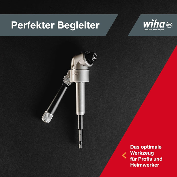 Wiha Hochleistungs-Winkelschrauber mit Schnellwechselhalter mit um 105° abgewinkeltem Kopf, 1/4 mm,