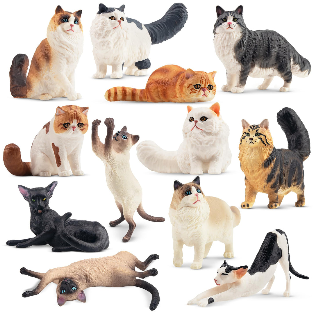 Katze Figuren Playset, 12PCS niedliche Miniatur Katze Figur Spielzeug, Kuchen Topper für Geburtstags