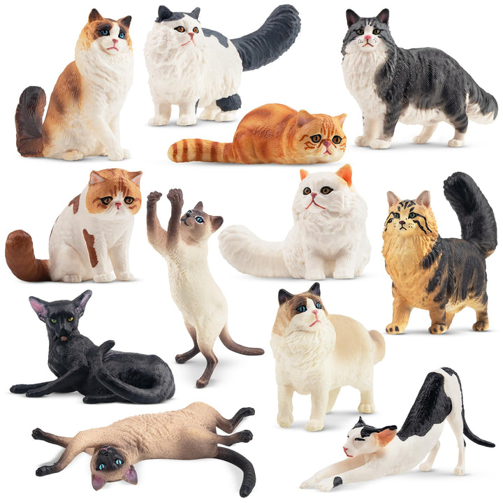 Katze Figuren Playset, 12PCS niedliche Miniatur Katze Figur Spielzeug, Kuchen Topper für Geburtstags