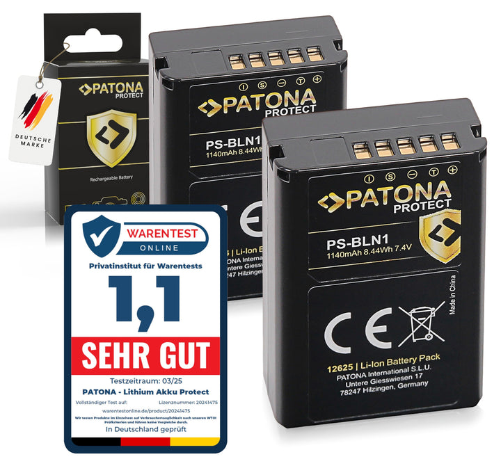 PATONA 2X Protect V1 Akku BLN-1, NTC Kompatibel mit Olympus OMD E-M5 E-M1 Stylus XZ-2 Pen E-P5