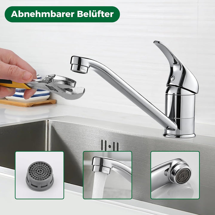 Wasserhahn Küche,360° drehbare Spültischarmatur,Hochdruck Einhebel Mischbatterie mit Keramikkartusch