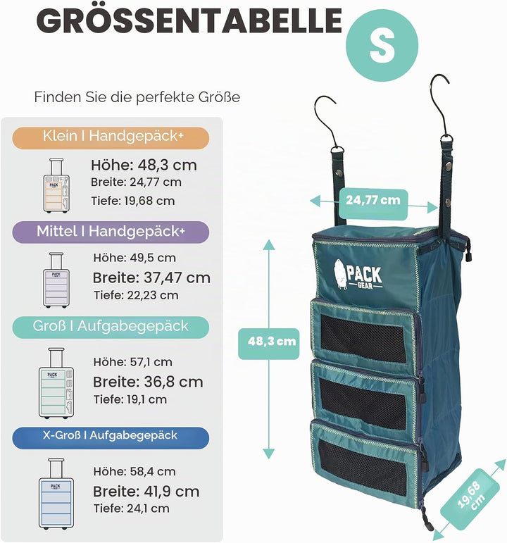 Pack Gear Hängekoffer-Organizer, Standard-Gepäck-Organizer zum Aufhängen, passt in jeden Handgepäck-