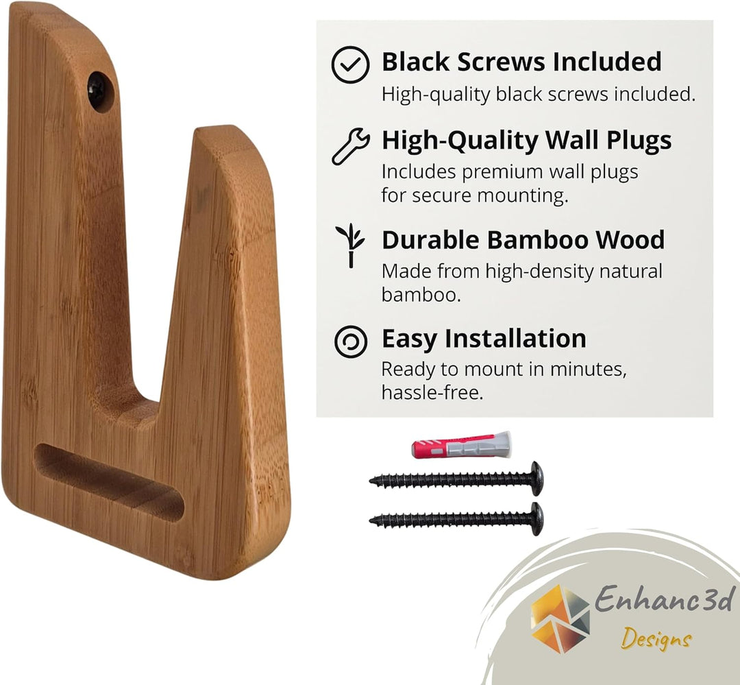 Skate-Wandhalter aus Bambusholz – Moderner und robuster Design – Skateboard-Wandhaken – Longboard-Wa