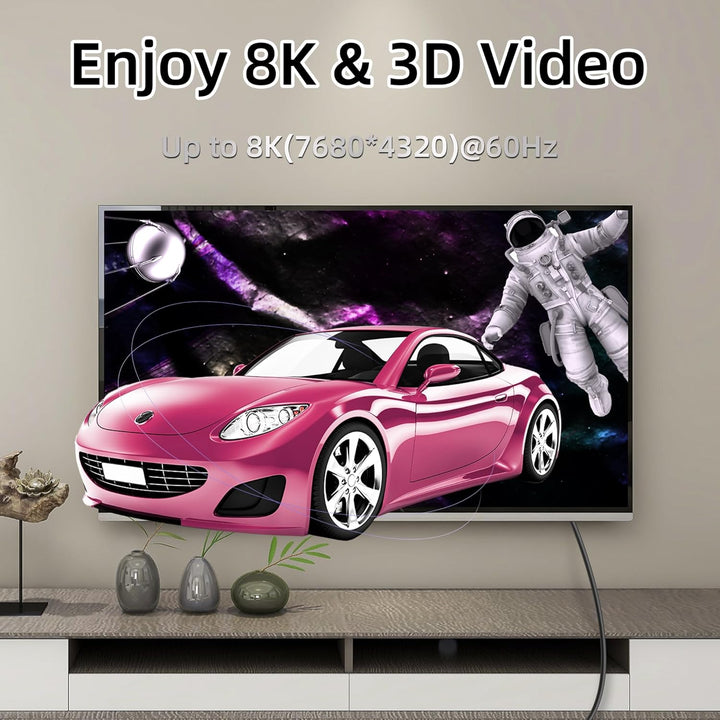 GELRHONR 90-Grad-Micro-HDTV-zu-HDTV-Kabel, 48 Gbit/s Ultra-Unterstützung für 8K@60Hz und 4K@120Hz, f