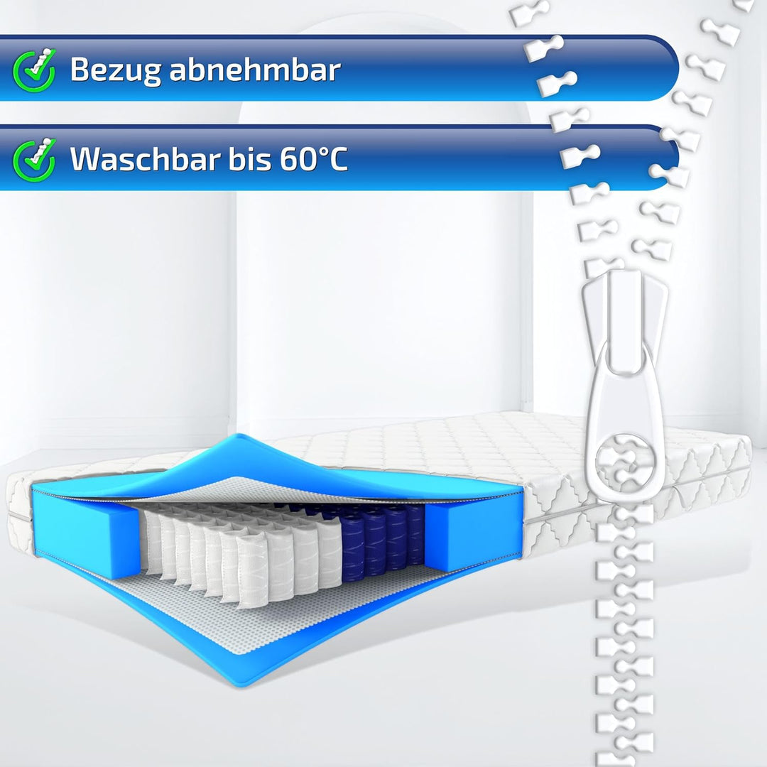 Matratzen Perfekt 7-Zonen Taschenfederkernmatratze Köln, 80 x 200 cm – Taschenfederkern-Matratze mit