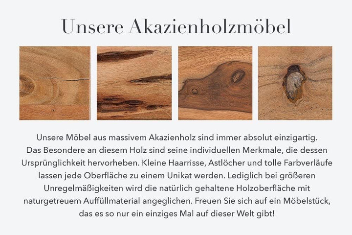 Invicta Interior Moderne Beistelltische Elements 2er-Set original massives Akazien Holz Stone Finish