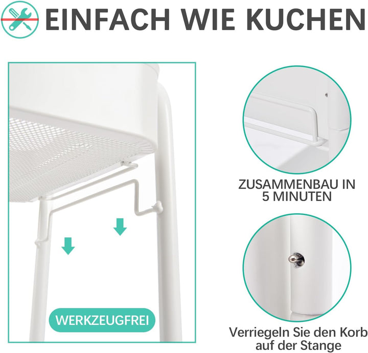 KINGRACK küchenwagen, rollwagen 3 etagen rollwagen Metall, servierwagen mit Rollen Griffe, Regalwage