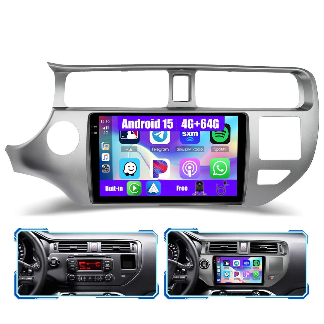 [4G+64G] Inefala Android 15 Autoradio für Kia Rio 2012-2015 mit Wireless Carplay Android, 9 Zoll Tou