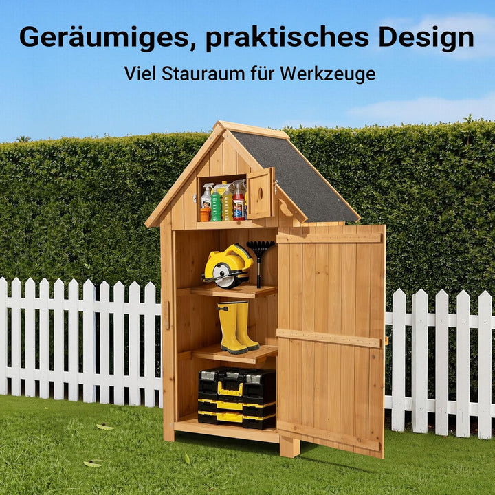 Schmales Gartenhaus aus Fichtenholz mit Bitumendach 770x540x1370mm für Garten, Terrasse & Balkon