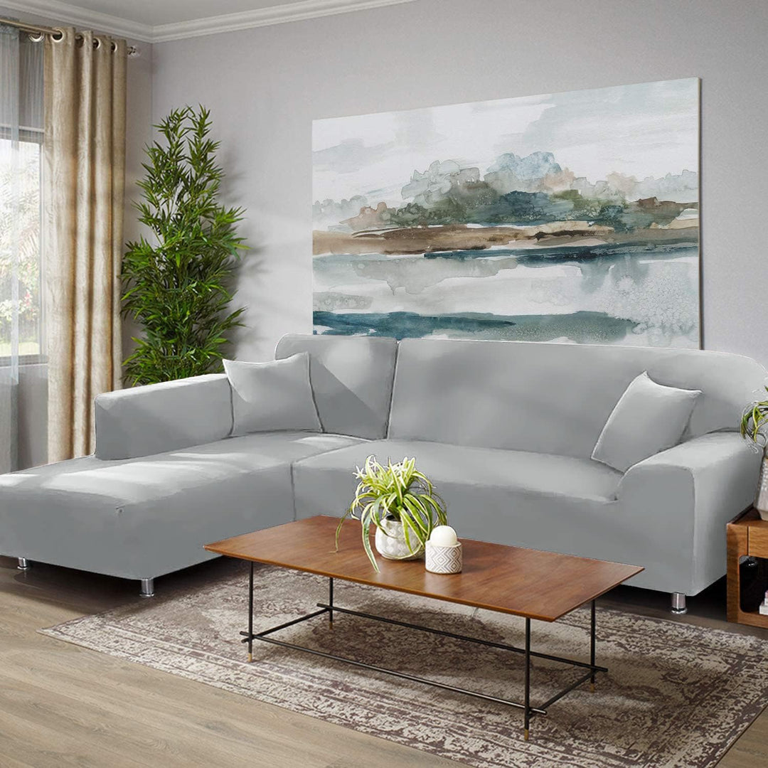 ShowyLive Sofa Überzug Couch Überzug 2er Set für Ecksofa L-Form Sofabezug 3 Sitzer+3 Sitzer, mit 2 S