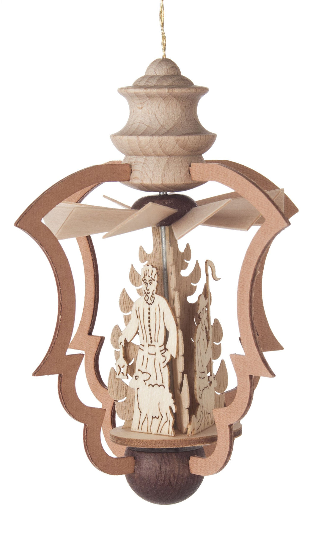 DREGENO Hänge-Pyramide Wärmespiel „Christi Geburt“, Laubsäge-Optik, von DREGENO SEIFFEN 10,5 cm – Or