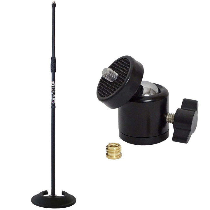 keepdrum MS096 Mikrofonständer gerade + Kugelgelenk Stativ-Adapter 1/4" zu 3/8"