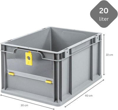 SuperSparSet 8x Eurobox NextGen Insight Cover | HxBxT 22x30x40 | 20 Liter | Niedrig/Gelb | Eurobehäl