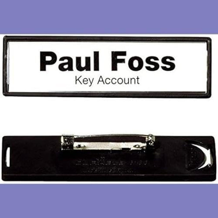 Durable Namensschild Clip-Card (mit Plattennadel, 17 x 67 mm) Packung à 25 Stück, schwarz, 813301, P
