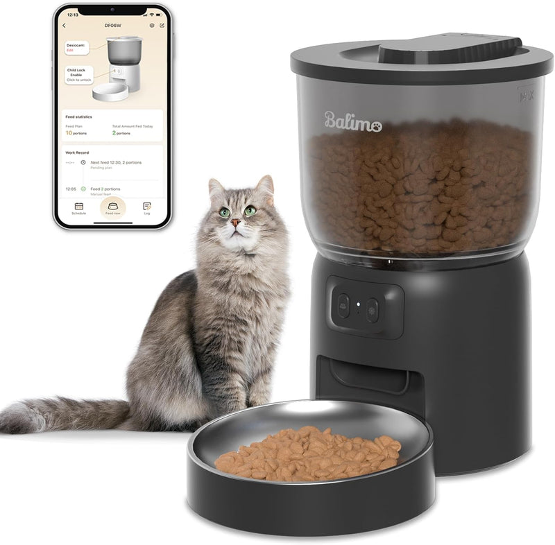 Balimo 3 l automatischer Katzenfutterspender | Futterspender für Katzen 2,4 G WiFi | Sprachfunktion